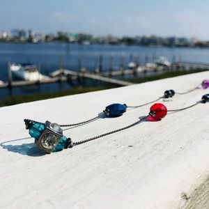 Long necklace with colorful glass beads